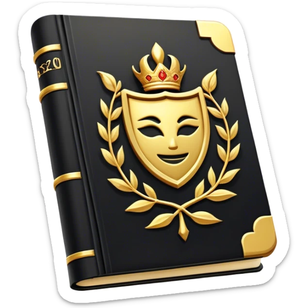 Un libro negro mate con detalles en dorado profundo o rojo oscuro, irradiando una sombra poderosa, con un símbolo de escudo, y una ligera aura de calor, reflejando el poder de vivir sin miedo.  sticker