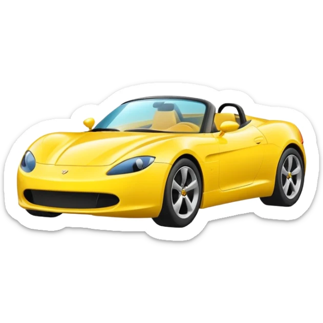 Generate a high-quality iPhone-style emoji of a yellow sports car, sleek and shiny, realistic shading, smooth gradient colors, 3D cartoon-like style, simple white background, high-resolution.

 sticker