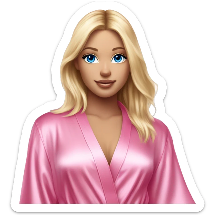 Blonde hair blue eye Victoria secret angel in pink silk robe with white angel wings sticker
