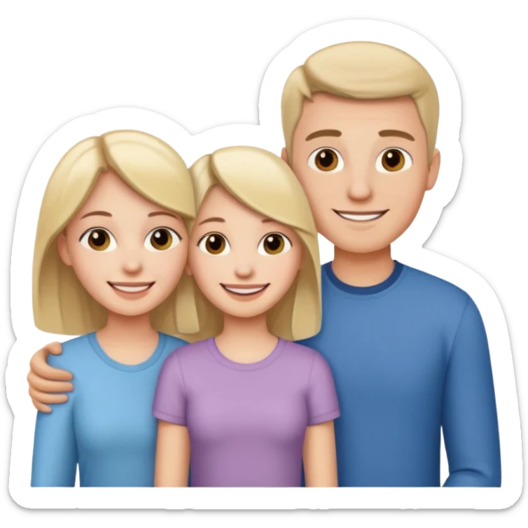 Couple of married man and woman with one kid teenager  sticker