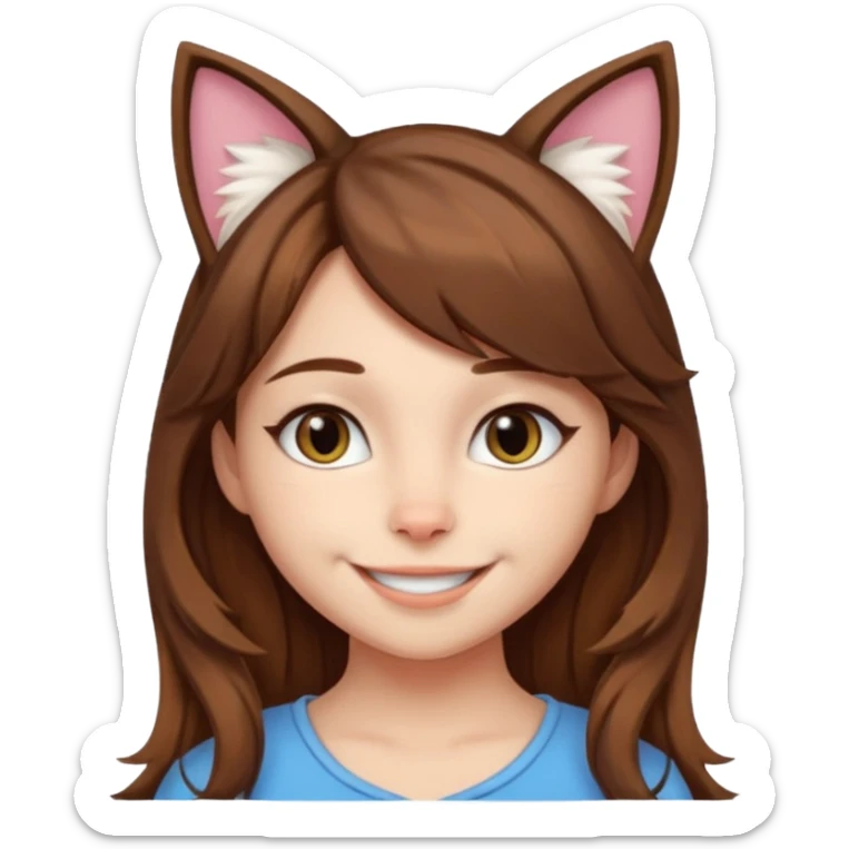 a girl with brown hair, cat ears and a tail saying "im lauren" sticker