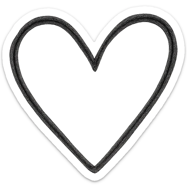 minimalist hand drawn black outline of a heart with a slightly uneven, organic shape, white clean background sticker