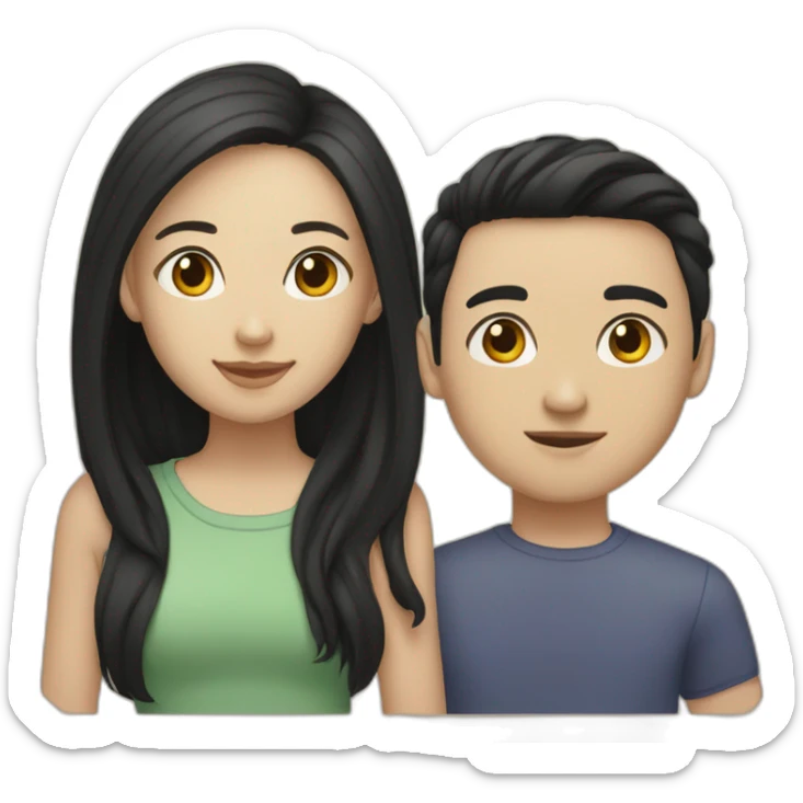 a picture of me and my girlfriend (we are both light skinned chinese, black hair) sticker