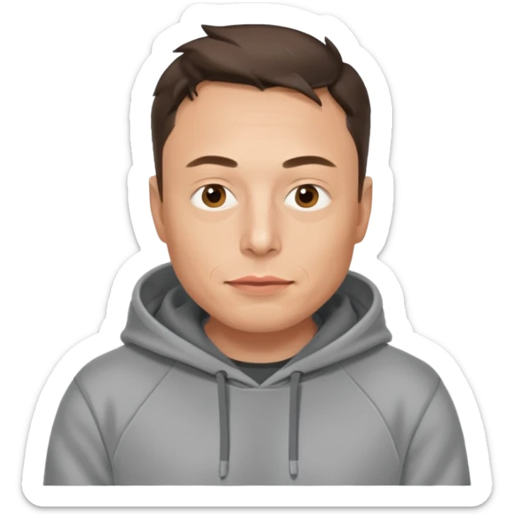 a portrait of elon musk, wear hoodie  sticker