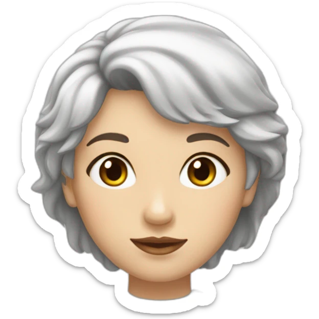 Une fille blanche, cheveux très courts brun yeux noir tache de rousseur sticker