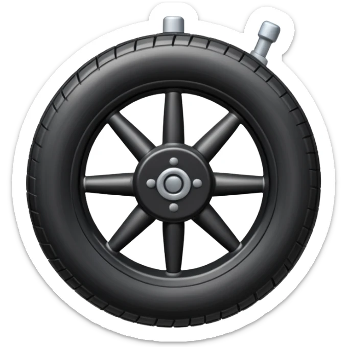 he aircraft's landing gear is one inflated, plump wheel with a strut, black in color sticker