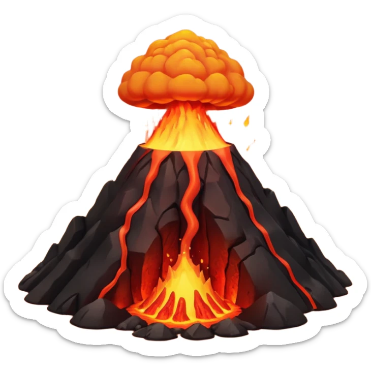 can i have an image of an red faced emoji with a small vocano th the top of its head erupting. i like the 4th image but no smiling sticker