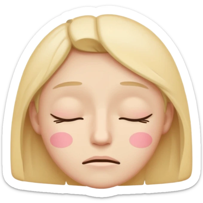 minimal flat emoji of a fatigued face,
half-closed eyes,
slightly uneven eyelids,
low-energy expression,
cool pastel muted tones,
modern mental health app style,
transparent background,
vector illustration sticker