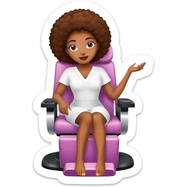 African American woman sitting in pedicure chair sticker