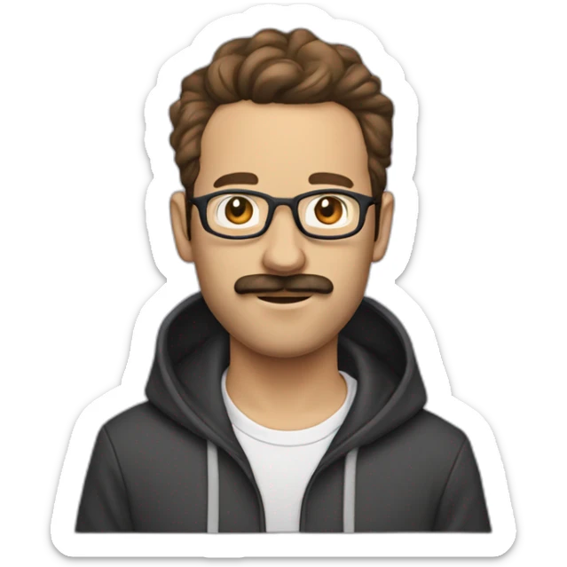 it nerd hoodie receding hairline and mustache and beard brown hair sticker