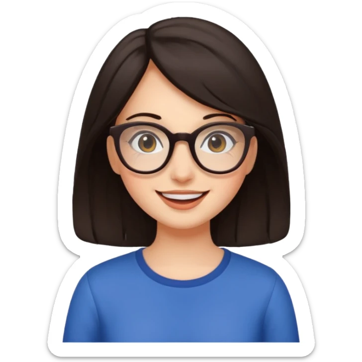 an aesthetic happy girl with dark brunette hair and glasses  sticker