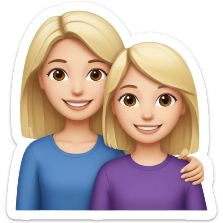 a brunette girl and a blonde girl smiling friends sticker
