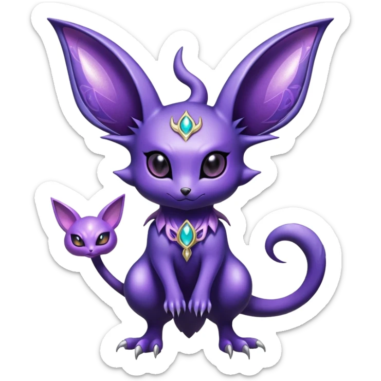 Shiny Exotic Badass Royal Divine Mysterious Gothic Noibat-Espeon-Pokémon-Fakémon-hybrid-creature (full body) sticker