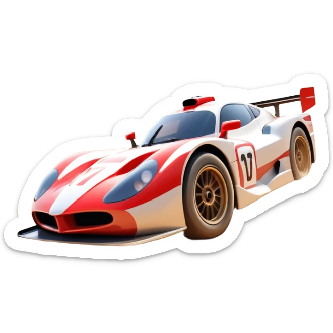 A high-speed racing car or motorcycle zooming down a track, leaving a trail of dust and excitement. The scene conveys energy and adrenaline, with blurred motion showing the speed and precision of motorsport, set against a dynamic racing track backdrop. sticker