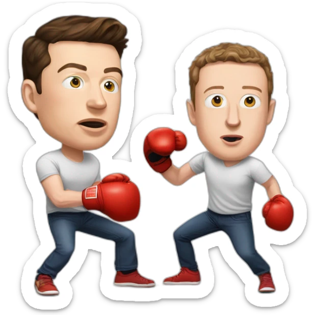 elon musk & mark zuckerberg boxing - elon musk knocked out on the floor with zuckerberg towering over him sticker