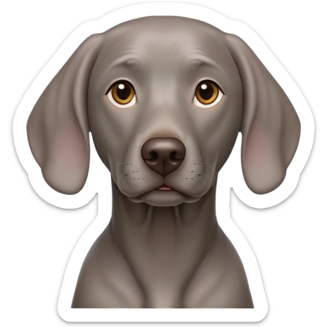 cinematic-noble-weimaraner-portrait-emoji,-poised-and-regal,-with-a-strong,-athletic-build-and-a-lustrous,-well-groomed-grey fur,-deep-set-soulful-brown-eyes,-simplified-yet-sharp-and-sophisticated-features,-highly-detailed, sticker