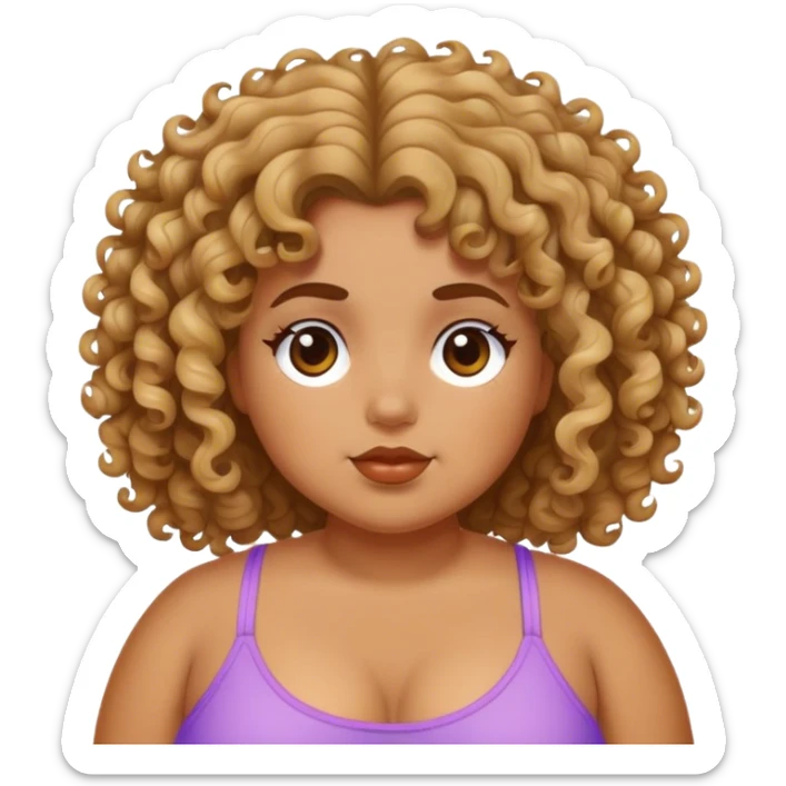 chunky tan short girl with curly beach hair in san diego  sticker