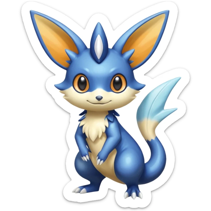Colorful Shiny Exotic Victini-Salandit-Meowstic-Minccino-Fakémon-hybrid-creature (full body)  sticker