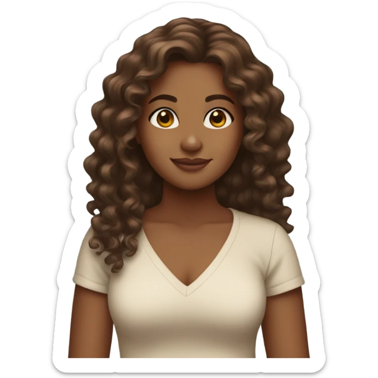 Brown girl with long brown curly hair on Valentine’s Day  sticker