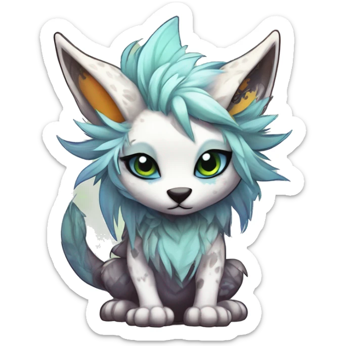 Cool cute Kawaii edgy fantasy shiny animal  fursona Fionbri vernid by griffsnuff & LiLaiRa & Falvie full body sticker