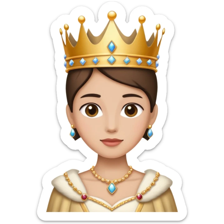 person in elegant attire attending a royal ball, with a crown and ballroom background sticker