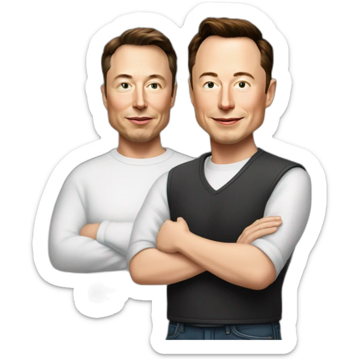 Texte avec écrit elevetagen avec Elon musk et plein de milliardaires derrière sticker