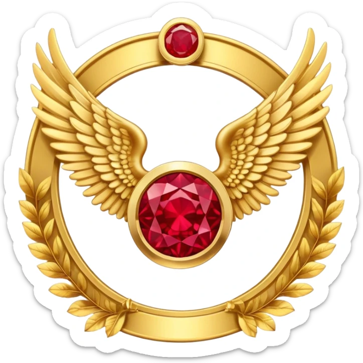 3rd place award number in frame decorated with golden angel  wings and rubby stone sticker