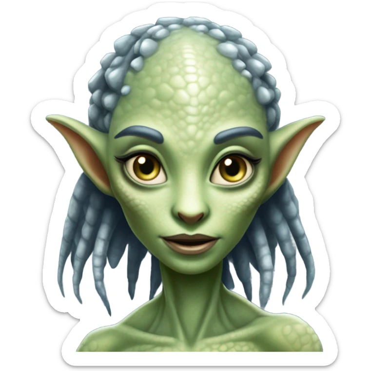 a reptilian alien woman full body sticker