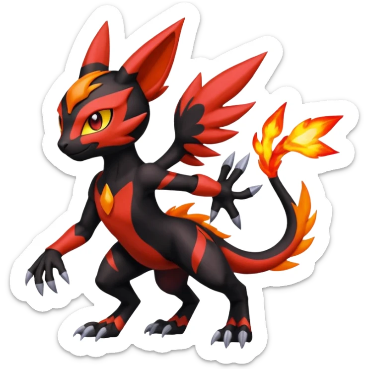 Colorful Meloetta-Litten-Guilmon-Darkrai-Pokémon-Fakémon-fusion-hybrid-creature sticker