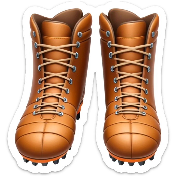 Cinematic Realistic image of a pair of rugby boots, showcasing sturdy leather construction, detailed cleat patterns and textured surfaces, illuminated by vibrant outdoor lighting that captures their athletic purpose sticker