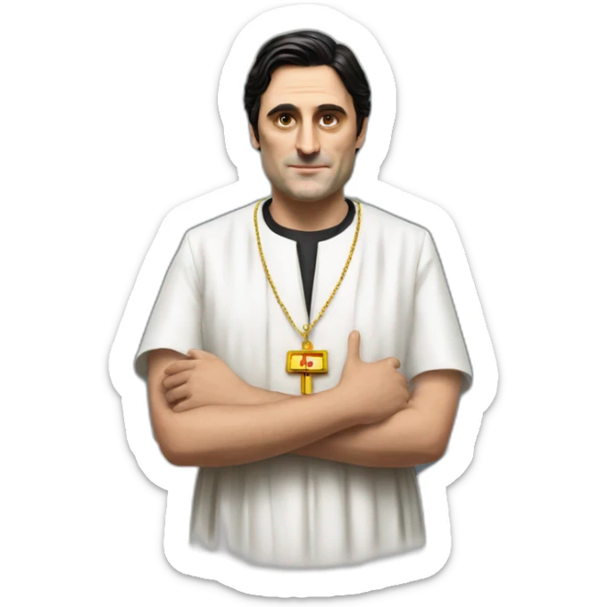 Andrea Montella seriously blessing like the pope with an arm with doctor dress sticker
