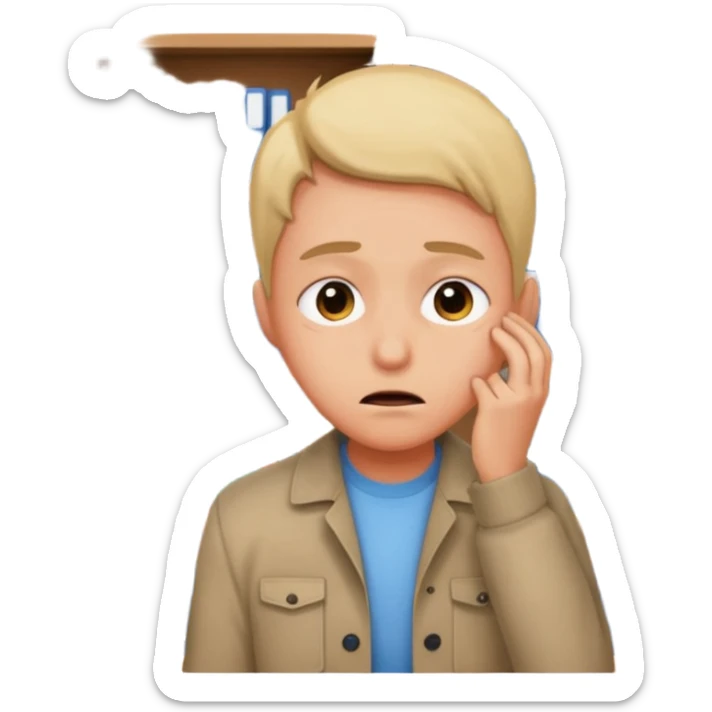 verzweifelte Person steht vor einem Regal, Regalfächer werden durchsucht, Emotion: Verzweiflung sticker