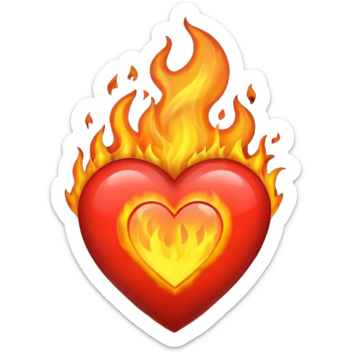 I want the emoji to be the heart on fire but make the heart black sticker