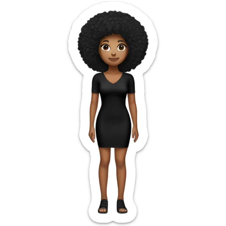Girl with tan skin and Afro full body black bodycon dress sticker