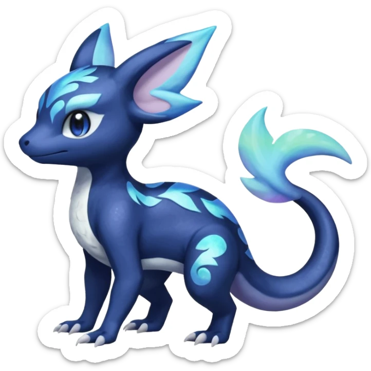 Shiny pastel Nebulae Salandit-Meowstic-Noibat-Fakémon-hybrid-creature (full body)  sticker