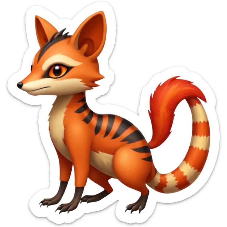 Fiery Wicked Cool Hot Edgy Genet-Numbat-Sergal-Meloetta-Vernid-fusion-hybrid-creature sticker