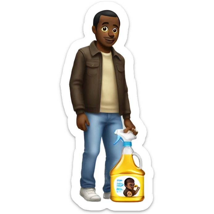 Diddy carrying baby oil with baby oil sticker
