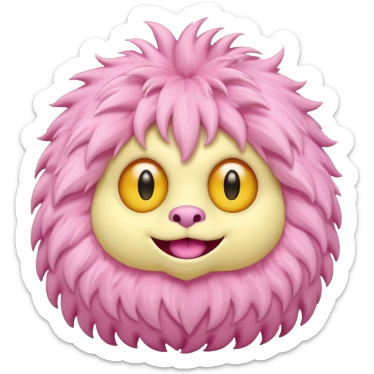pink fluffy kind monster in soft pink, beige and yellow pastel colors sticker
