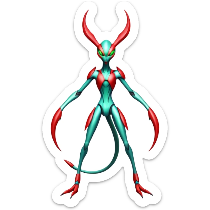  Cool Edgy Shiny Futuristic Ethereal Legendary Scizor-Deoxys-Digimon-Flygon-hybrid full body sticker