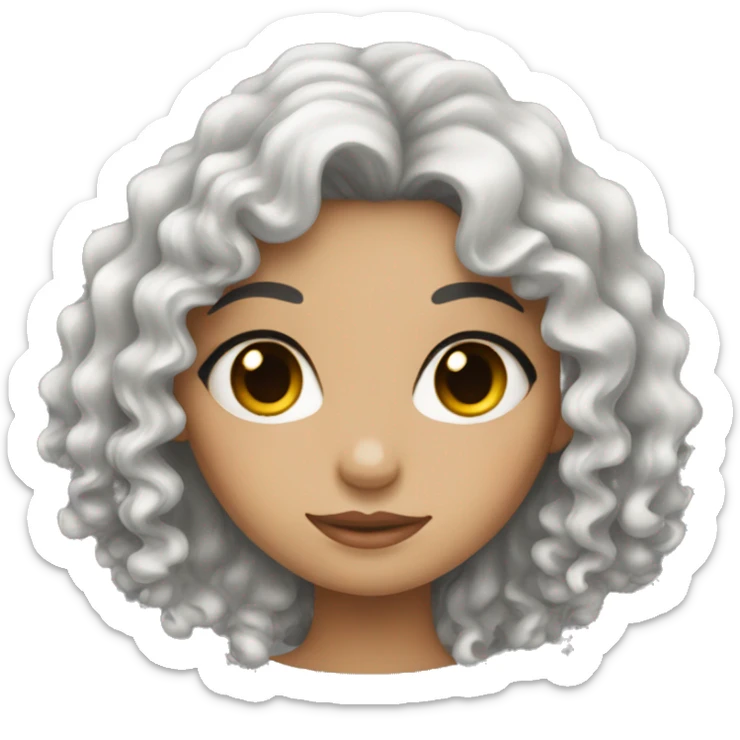 Girl with beautiful eye and long black curly hair sticker