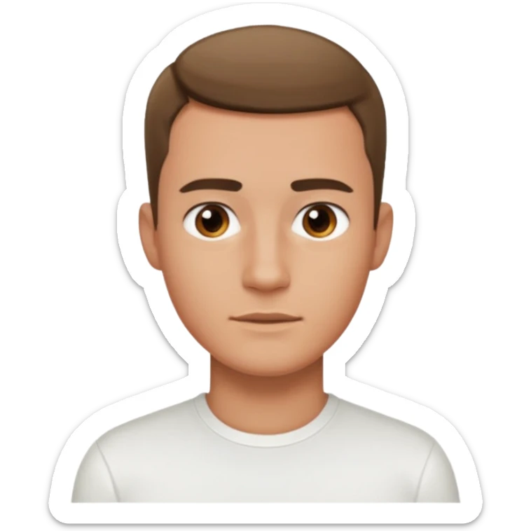Ai create iPhone emoji, With hair comma hair short, Male, and make white shirt sticker