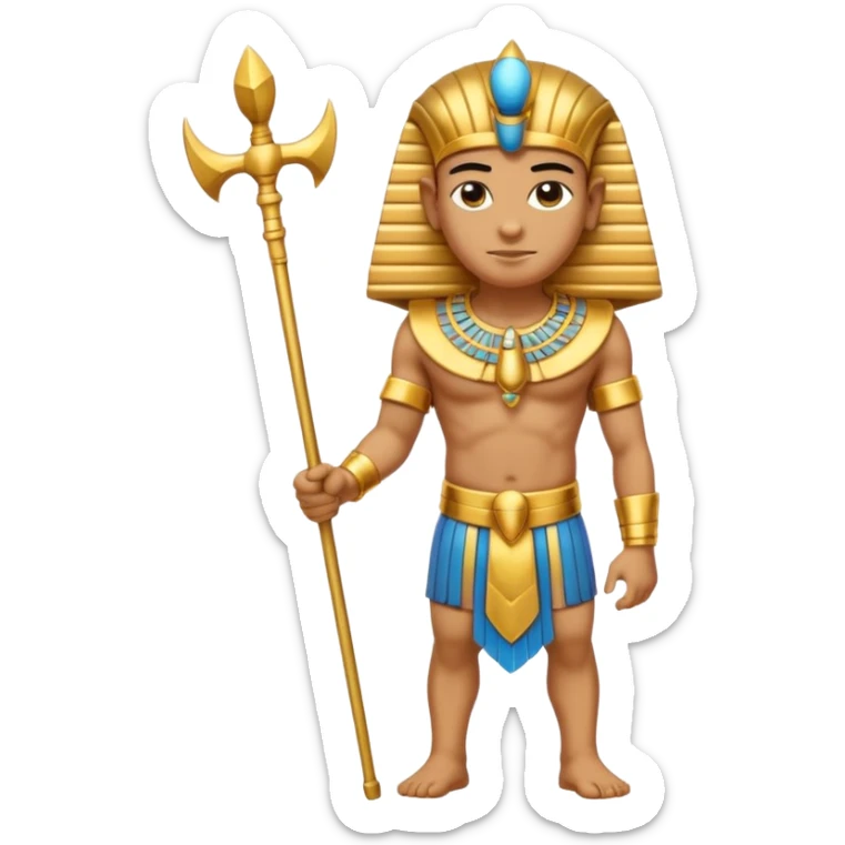 pharaoh full body arms crossed holding crook and flail gold jewelry sticker
