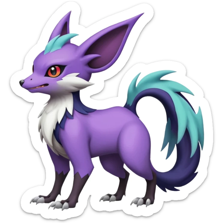 Shiny Cute Noibat-Noivern-Mightyena-Silvally-Fakémon-hybrid-creature (full body)  sticker