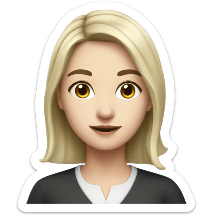 german woman teacher young white skin dark hair sticker