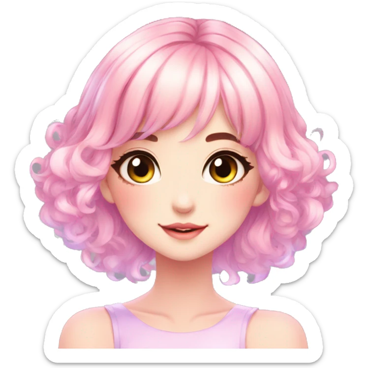Gorgeous Beautiful Blushing Petite Colorful-Shiny-Pastel-Fairy-Anime-Girl with beautiful gradient pastel hair aesthetic sticker