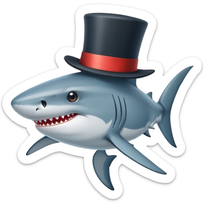 Shark with a top hat sticker