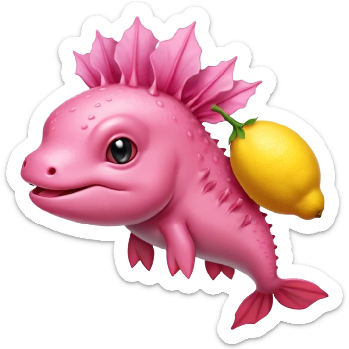 J’aimerais un Axolotl en dessin anime un peu rose qui mange un citron sticker