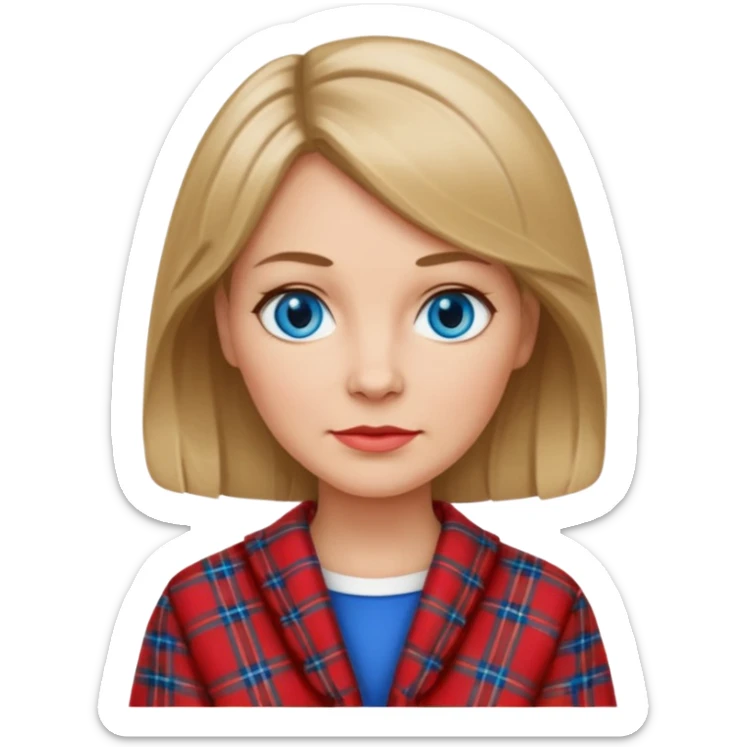 midle  aged female with Scottish red attire and dark blonde hair and blue eyes sticker