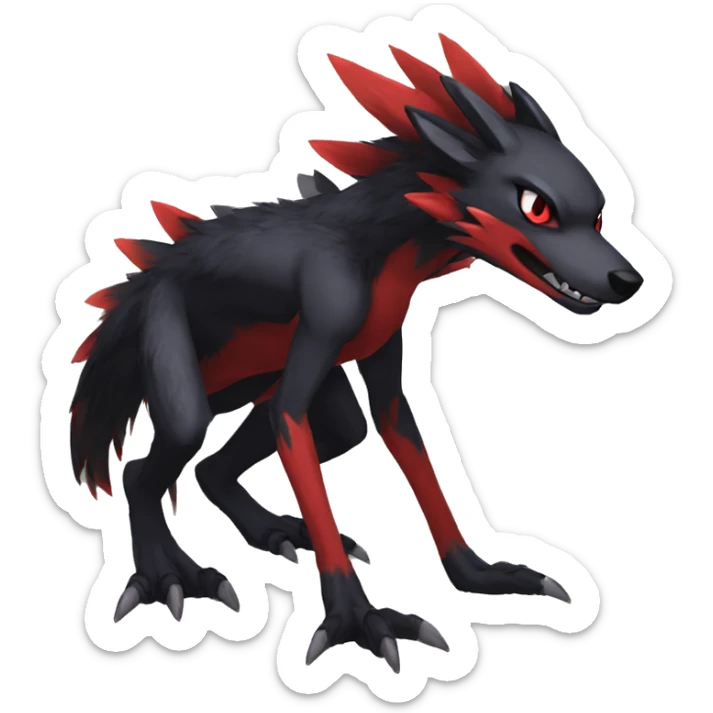 Anthro cool black red nargacuga sergal animal hybrid Fakemon full body sticker