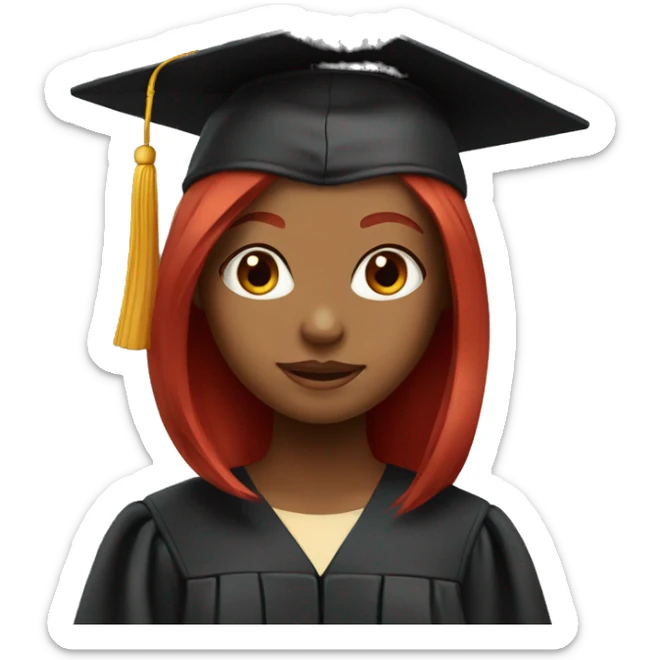 girl red hair with graduation cap sticker